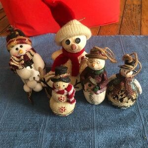 Snowman  Ornaments  - Red, White, Brown